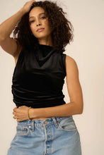 Load image into Gallery viewer, PROJECT SOCIAL T-ON REPEAT RUCHED SIDE VELVET TANK
