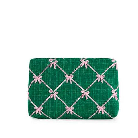 SHIRALEAH-TINSEL BOW ZIP POUCH