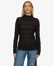 Load image into Gallery viewer, SANCTUARY- HIGH CREW LACE TEE IN BLACK
