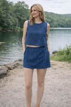 Load image into Gallery viewer, KLD-DENIM PINSTRIPE SKORT
