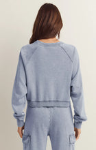 Load image into Gallery viewer, Z SUPPLY- CROP OUT KNIT DENIM SWEATSHIRT
