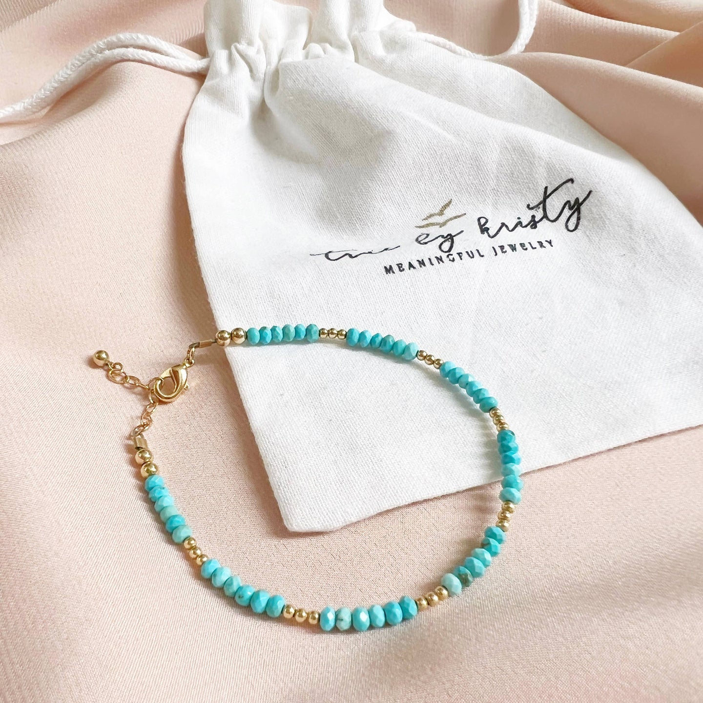 true by kristy jewelry - Dainty Turquoise Gold Filled Bracelet